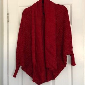 Red cardigan